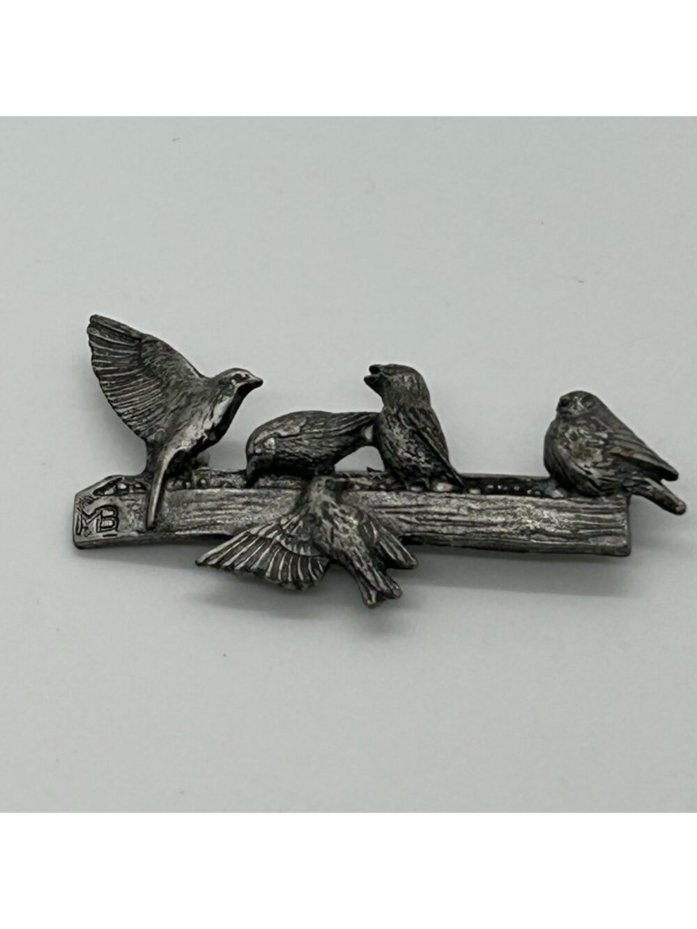 Pewter Bird Brooch M Bastian Vintage Pin 1999 Nature-Inspired Design